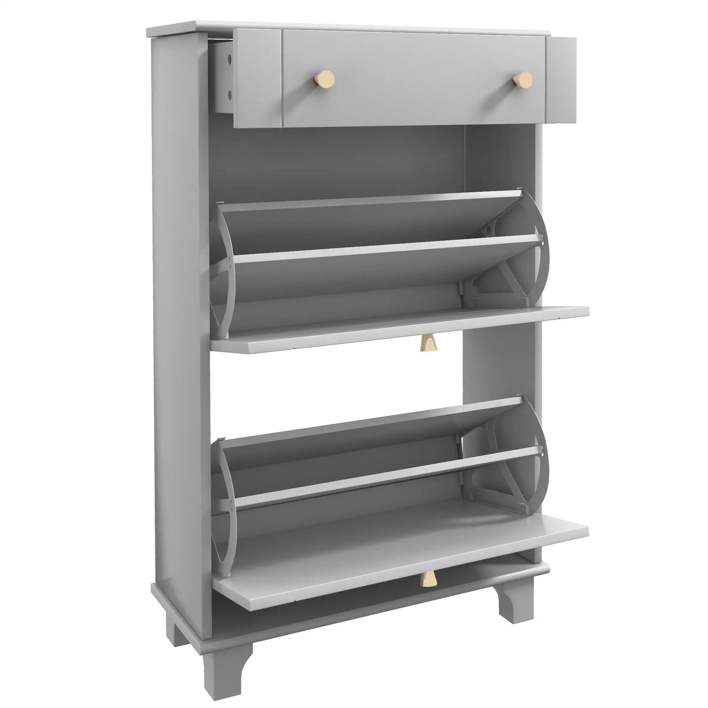 Slim Shoe Storage, 2 Flip Drawers, Adjustable Shelves, 8 Pair, Grey Shoe Storage Cabinets & Racks at Gallery Canada