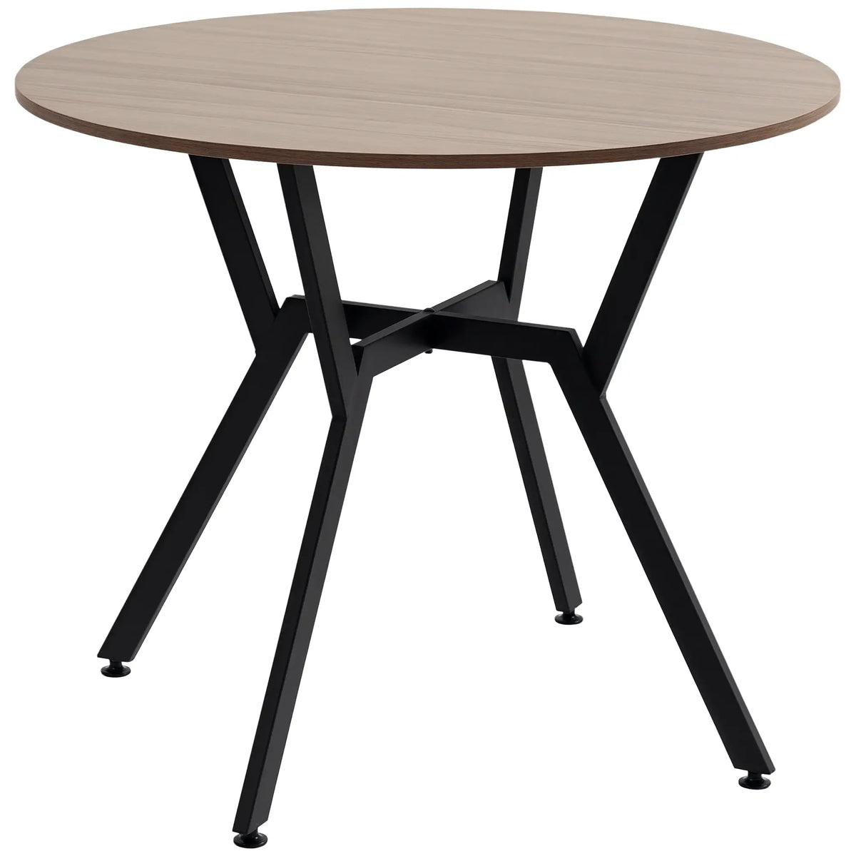 Table à manger ronde de 35", cadre en acier moderne, marron