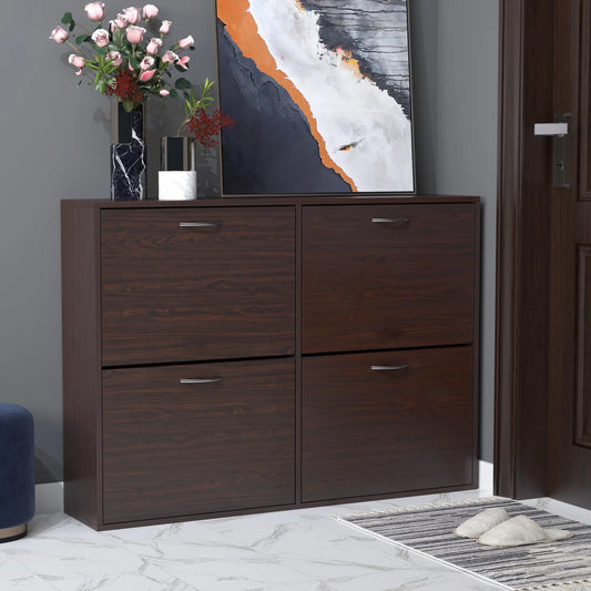Flip Down Shoe Storage, Wooden Cabinet, 4 Drawer Organizer, Brown Shoe Storage Cabinets & Racks Dark Brown at Gallery Canada