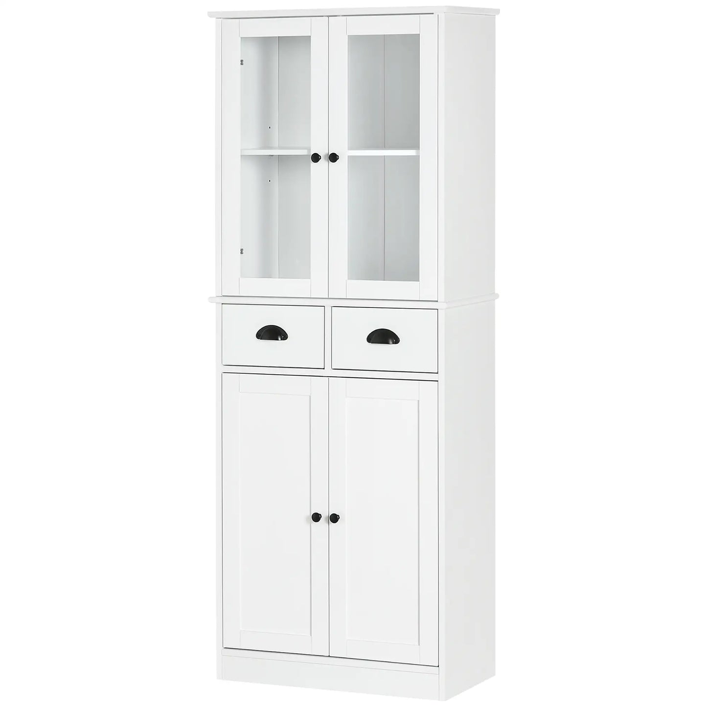 61" Kitchen Pantry Cabinet, Freestanding Farmhouse Style, White Kitchen Pantry Cabinets at Gallery Canada