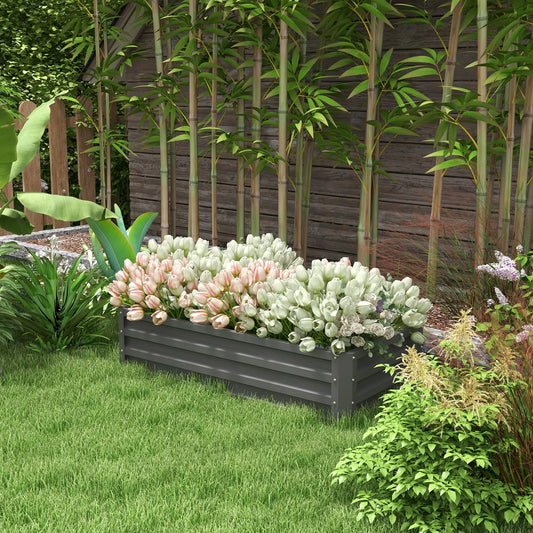 Galvanized Raised Garden Bed, Outdoor Planter Box, 4' x 2' x 1', Light Grey Galvanized Planter Boxes Light Grey at Gallery Canada