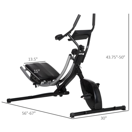 Ab Machine and Exercise Bike, Multi-functional Ab Workout Equipment Side Shaper w/ Three Adjustable Heights, 8-Level Adjustable Resistance and Two Wheels for Home Gym Strength Training - Gallery Canada
