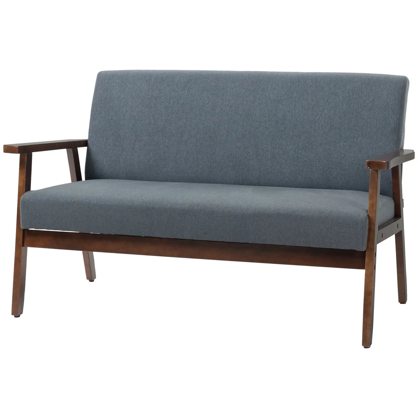 Compact Loveseat Sofa, Linen Fabric, Rubber Wood Legs, Dark Grey 2-Seater Sofas at Gallery Canada
