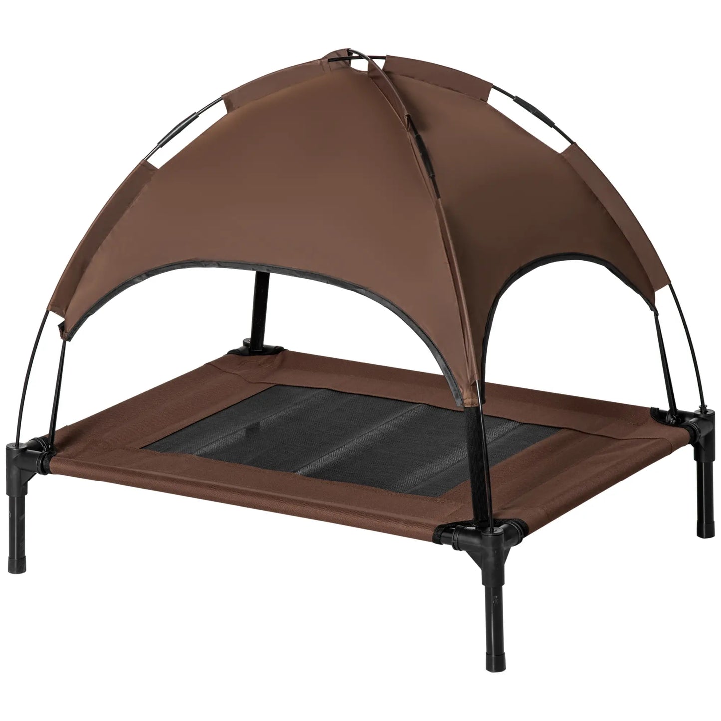 Elevated Dog Bed with Canopy, Portable Dog Cot, 30" x 24" x 29", Coffee Elevated Dog Beds at Gallery Canada