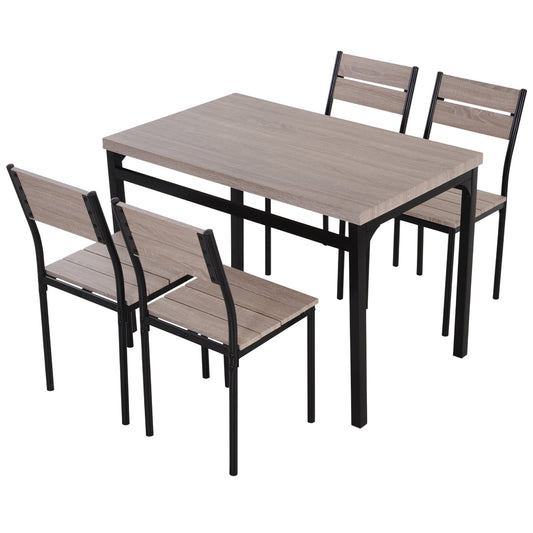 5 Piece Dining Table Set for 4, Space Saving Kitchen Table and 4 Chairs, Rectangle, Steel Frame for Dining Room - Gallery Canada
