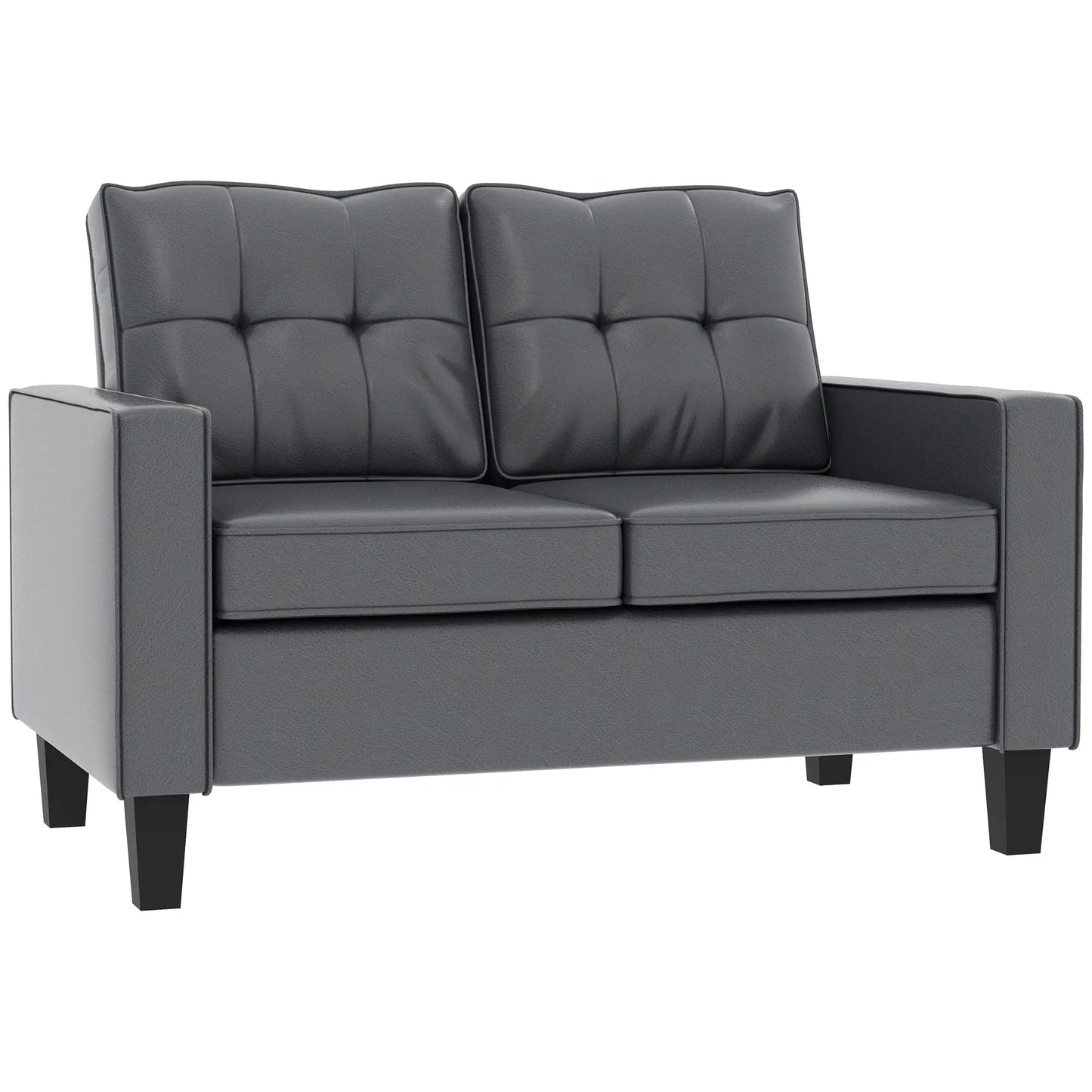 51" PU Leather Loveseat, Upholstered Sofa, Tufted Backrest, Grey 2-Seater Sofas at Gallery Canada