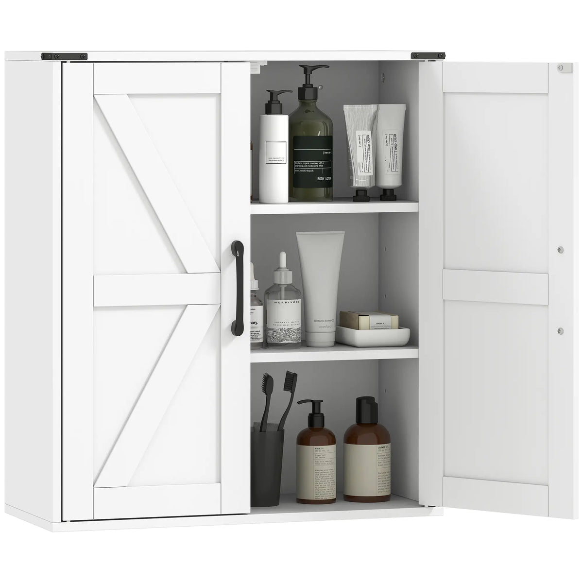 Wall Mounted Medicine Cabinet, Barn Doors, Adjustable Shelves, White Wall Mounted Cabinets at Gallery Canada
