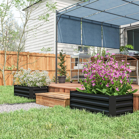Steel Raised Garden Bed, Elevated Planter Box, 39"x20"x12", Black