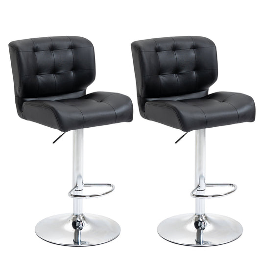 Bar stools Set of 2 Adjustable Height Faux Leather Swivel Bar Chairs with Footrest for Kitchen, Counter, Home Bar, Black at Gallery Canada