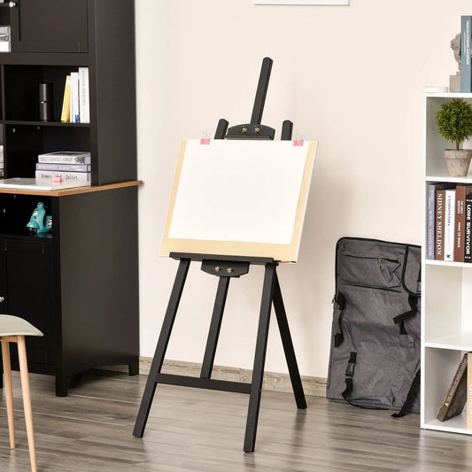 55" Pine Wood Painting Easel Stand, Adjustable Folding Art Easel, Black Dress Form & Mannequins Black at Gallery Canada