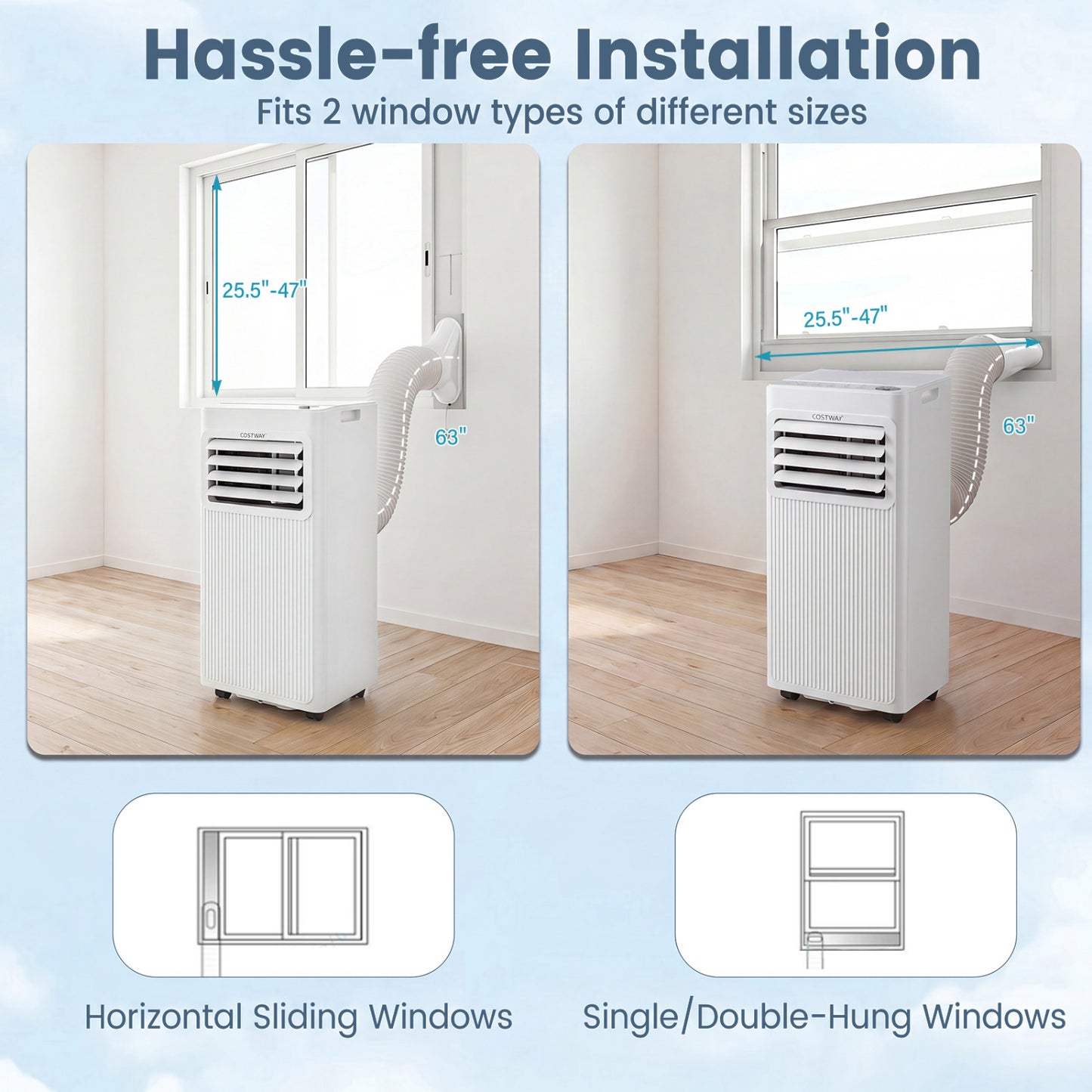 10000 BTU Portable AC, Cools 450 Sq Ft, White