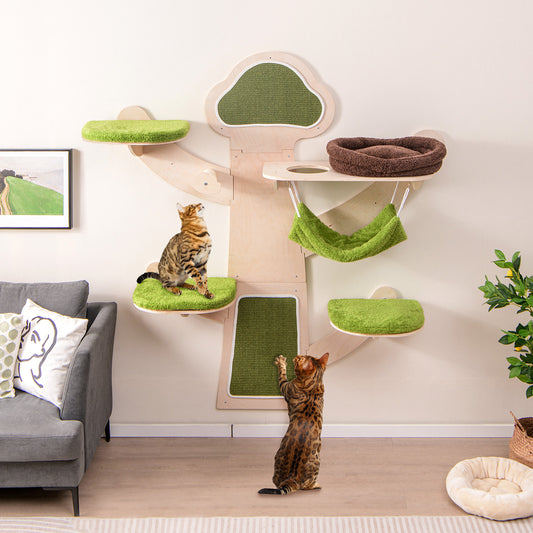 Wall-Mounted Cat Tower Cat Wall Shelves Furniture with Bed, Green Cat Trees Condos & Scratchers Green at Gallery Canada