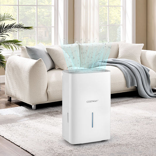 65 Pints Dehumidifier With 24H Timer, LED Display, White Dehumidifiers White at Gallery Canada