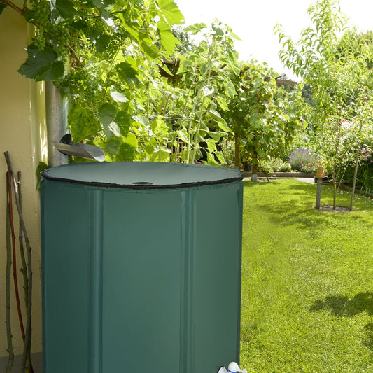 100 Gallon Portable Rain Barrel Water Collector Tank, Green Watering & Irrigation Green at Gallery Canada