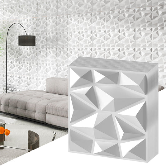 100-Pack 3D Wall Panels 12" x 12" PVC Interior Wall Decoration with Diamond Accent, White Decorative Accessories White at Gallery Canada