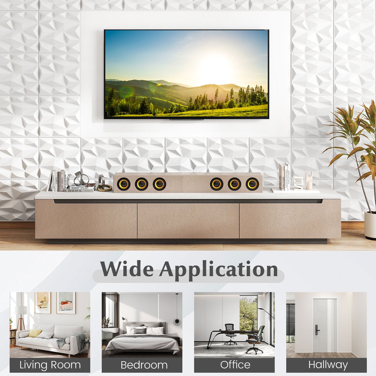3D Wall Panels 12" x 12", PVC Diamond Accent Interior Decoration, White Decorative Accessories at Gallery Canada