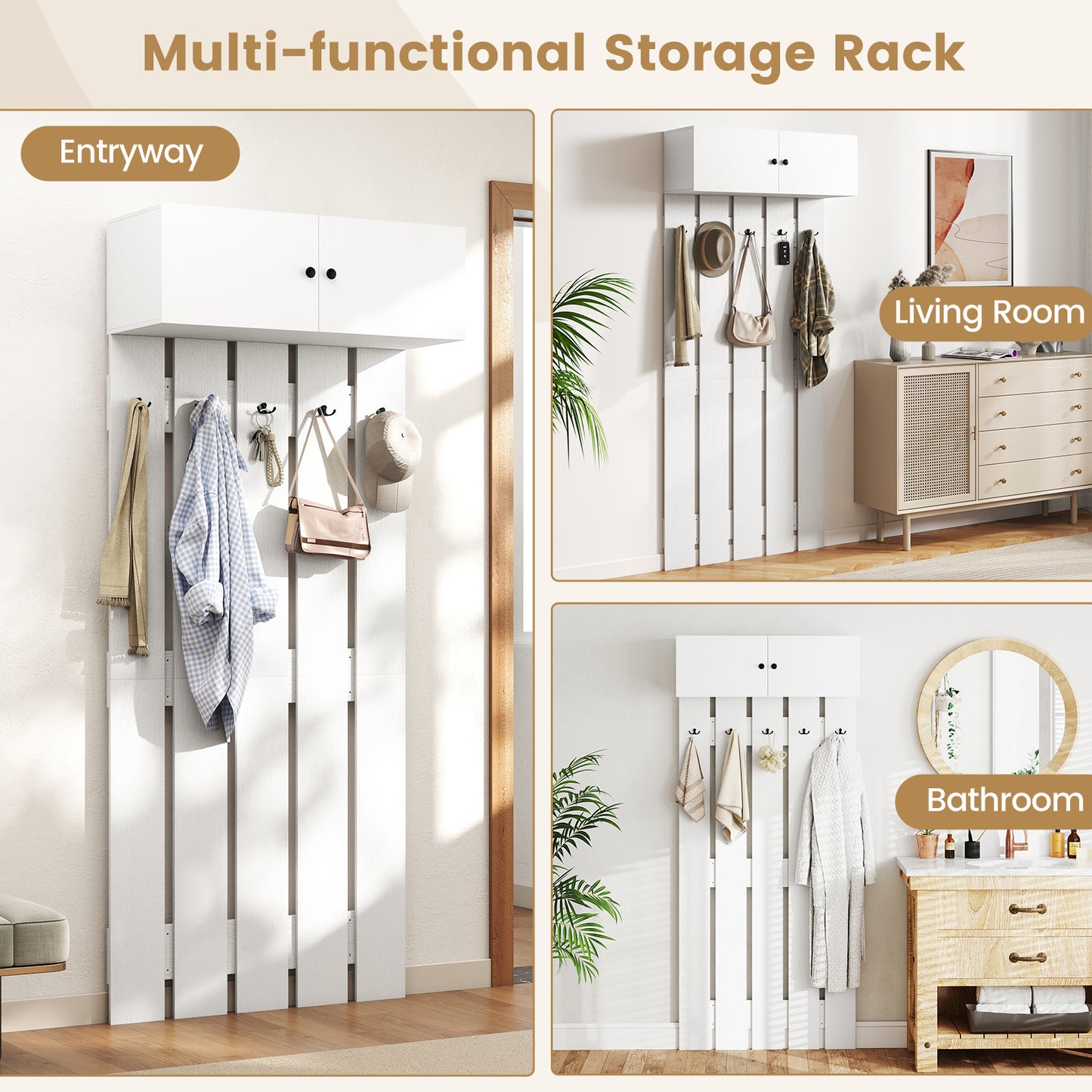 Wall Mounted Coat Rack, White Coat Racks & Hall Trees at Gallery Canada