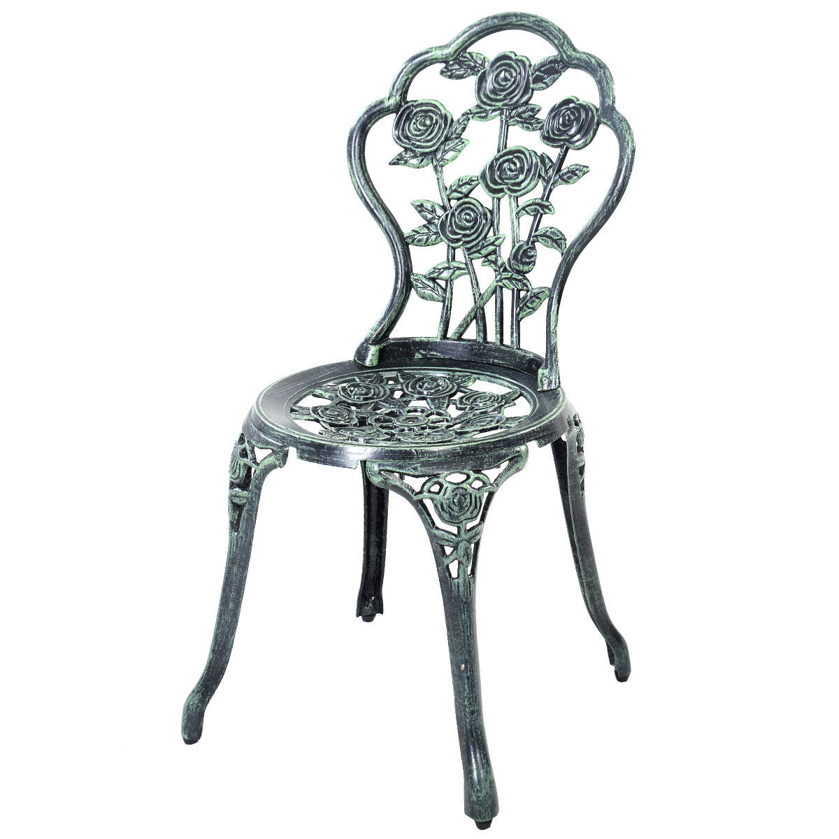 Outdoor Cast Aluminum Patio Furniture Set with Rose Design, Green Patio Conversation Sets at Gallery Canada