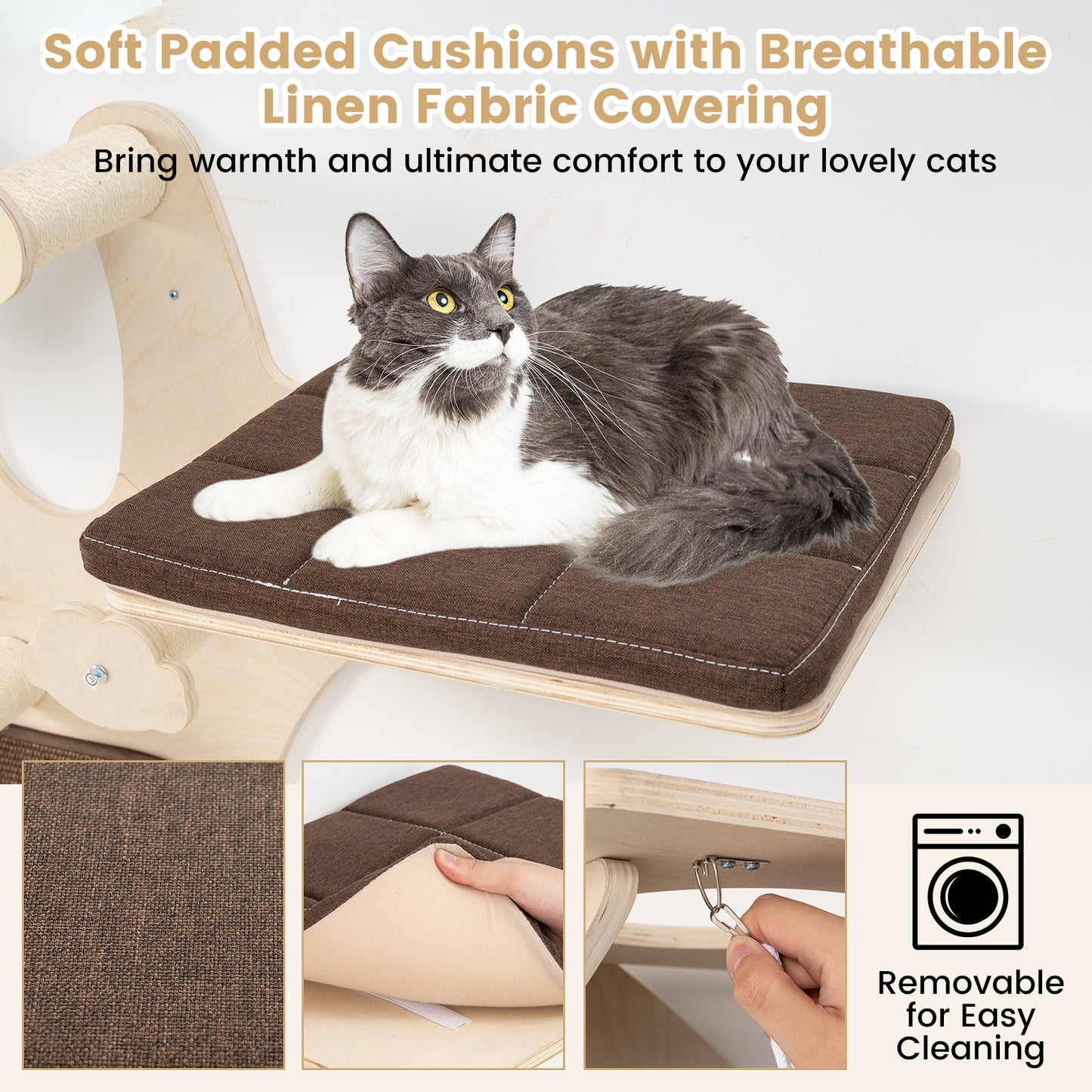 Wall Mounted Cat Tower Shelves, Brown Cat Trees Condos & Scratchers at Gallery Canada