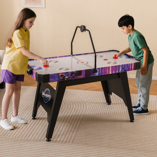 56 Inch Air Hockey Table, LED Digital Scoreboard, 12V Motor, White Game Room White at Gallery Canada