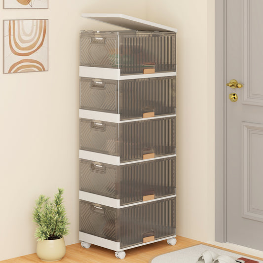 3/4/5/6-Cube Stackable Storage Bins, Detachable Wheels, 5 Cube, White Shoe Racks & Storage Benches White at Gallery Canada