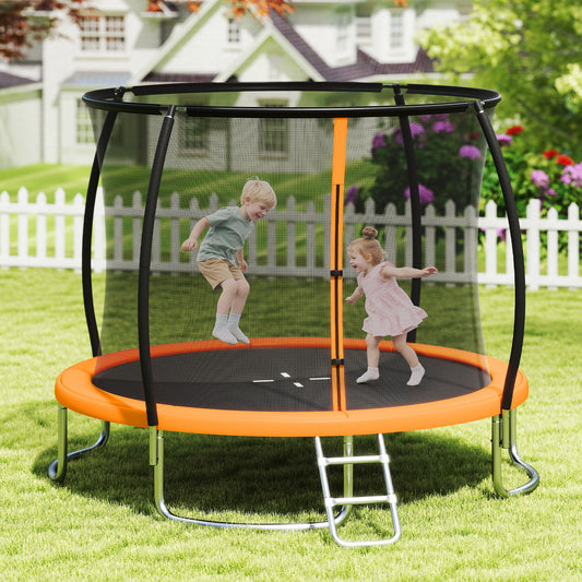 10FT Outdoor Trampoline Heavy-Duty Recreational Trampoline with Safety Enclosure Net, Orange Trampolines Orange at Gallery Canada