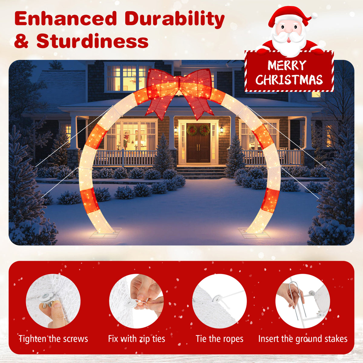 Christmas Archway With Large Bow, LED Lights, 10.4 Feet Christmas Decor & Accessories at Gallery Canada