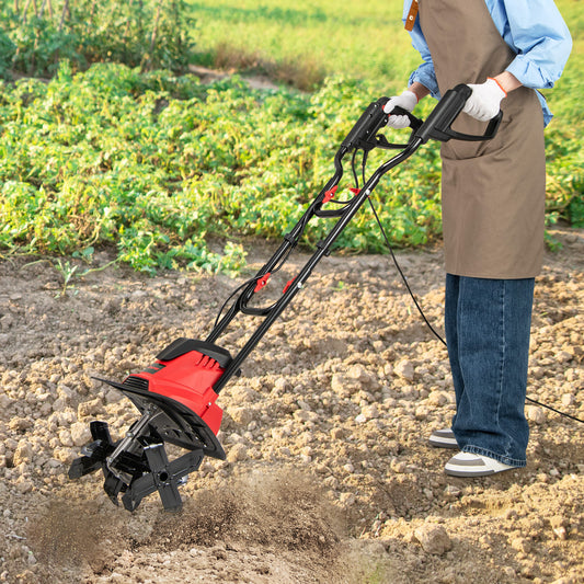 10 Amp Powerful Corded Electric Tiller Cultivator with Safety Lock, Red Lawn Care Tools Red at Gallery Canada