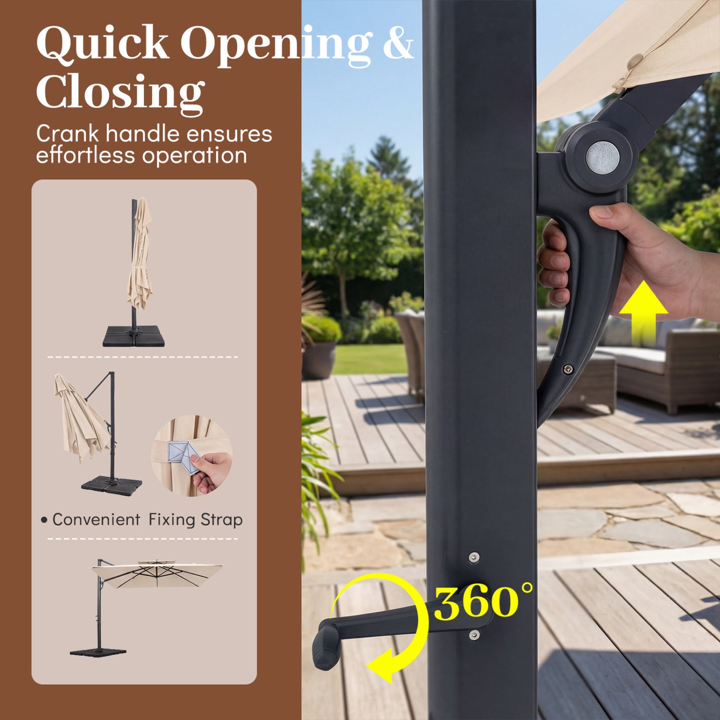 10 FT Aluminum Pole Patio Cantilever Umbrella with 220 LBS Base, Beige Outdoor Umbrellas at Gallery Canada