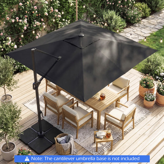 10 FT Cantilever Patio Umbrella With Solar LED Lights, Gray Outdoor Umbrellas Gray at Gallery Canada