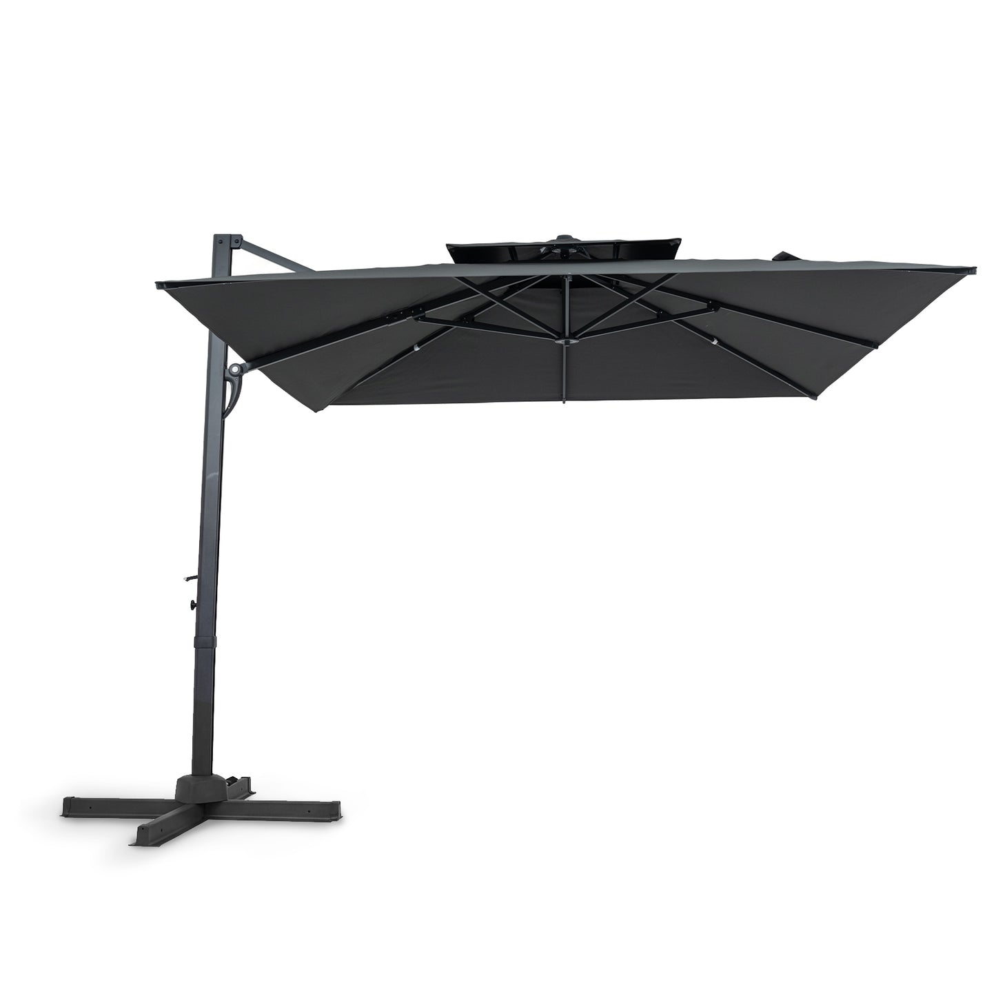 10 FT Patio Cantilever Umbrella, 360° Rotation, 8 Ribs, Gray Outdoor Umbrellas at Gallery Canada