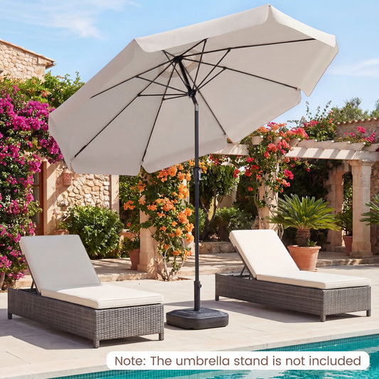 10 FT Scalloped Patio Umbrella with Push Button Tilt and 8 Fiberglass Ribs, Beige Outdoor Umbrellas Beige at Gallery Canada