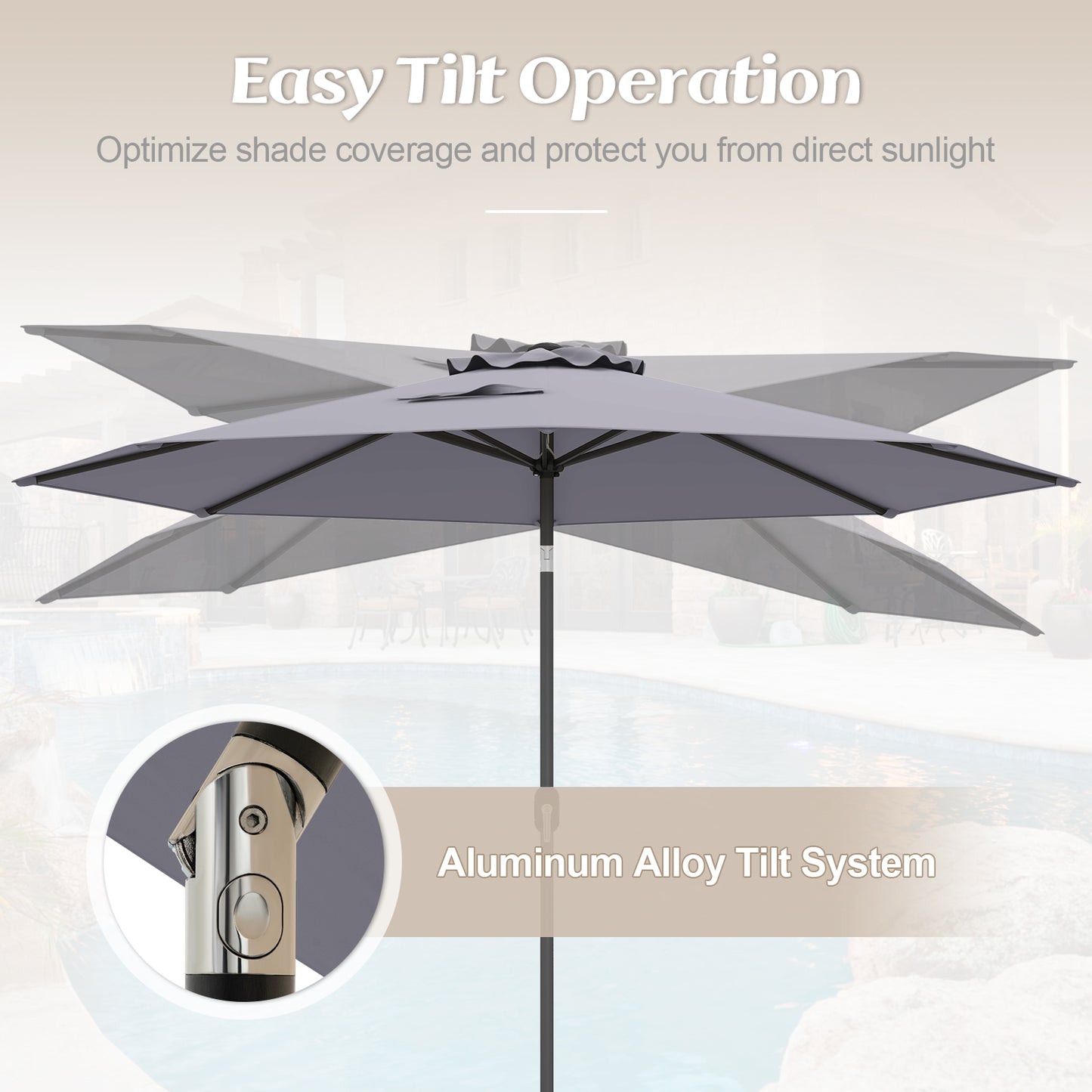 10 Feet Patio Umbrella, Tilt Crank, Gray Outdoor Umbrellas at Gallery Canada