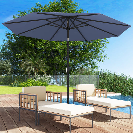 10 Feet Outdoor Patio Umbrella, Tilt Crank, Navy Outdoor Umbrellas Navy at Gallery Canada
