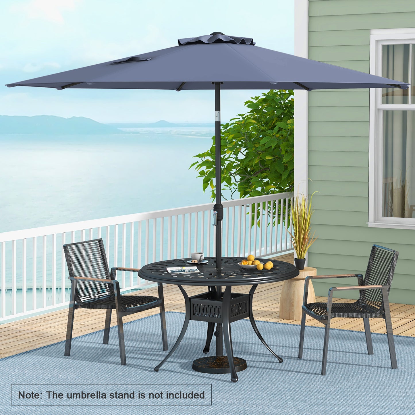 10 Feet Outdoor Patio Umbrella, Tilt Crank, Navy Outdoor Umbrellas at Gallery Canada