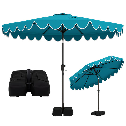 10 Feet Patio Umbrella, Weighted Base, Sandbags, Turquoise Outdoor Umbrellas Turquoise at Gallery Canada