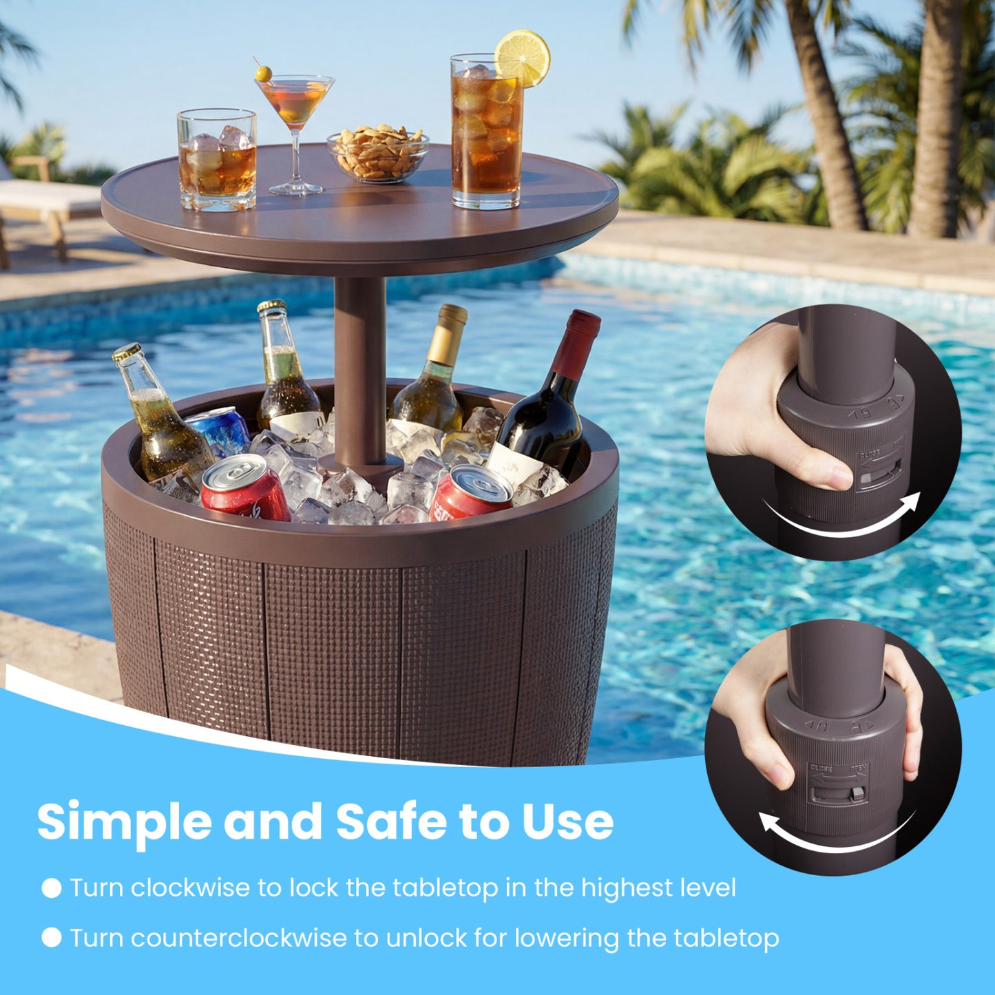 10 Gallon Beer And Wine Cooler, Lift-Top, Drainage Plug, Brown Coolers at Gallery Canada
