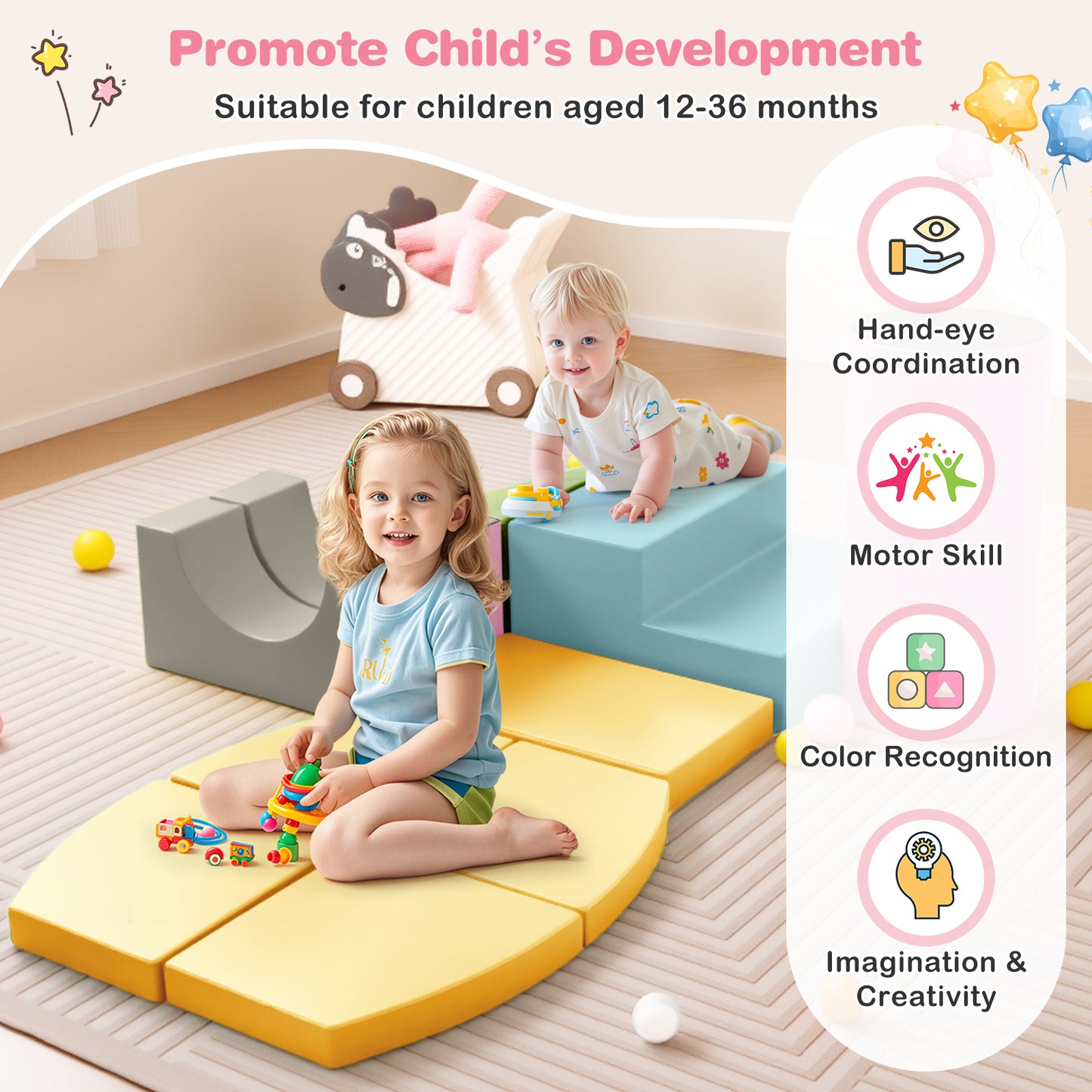 10-Piece Foam Climbing Toys, Soft Building Blocks, Yellow Climbers & Slides at Gallery Canada