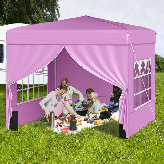 10 X 10 FT Pop Up Canopy Tent, With 4 Sidewalls, Pink Canopies Pink at Gallery Canada