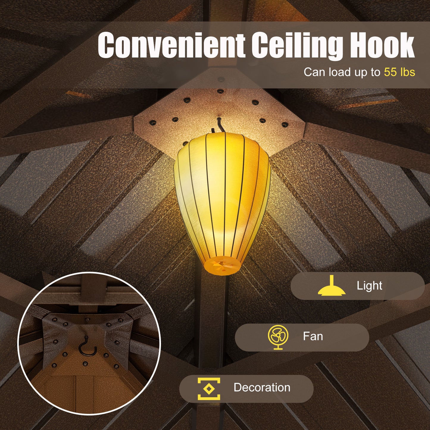 10 X 10 Feet Hardtop Gazebo with Netting and Curtain for Patio Backyard, Coffee Gazebos at Gallery Canada