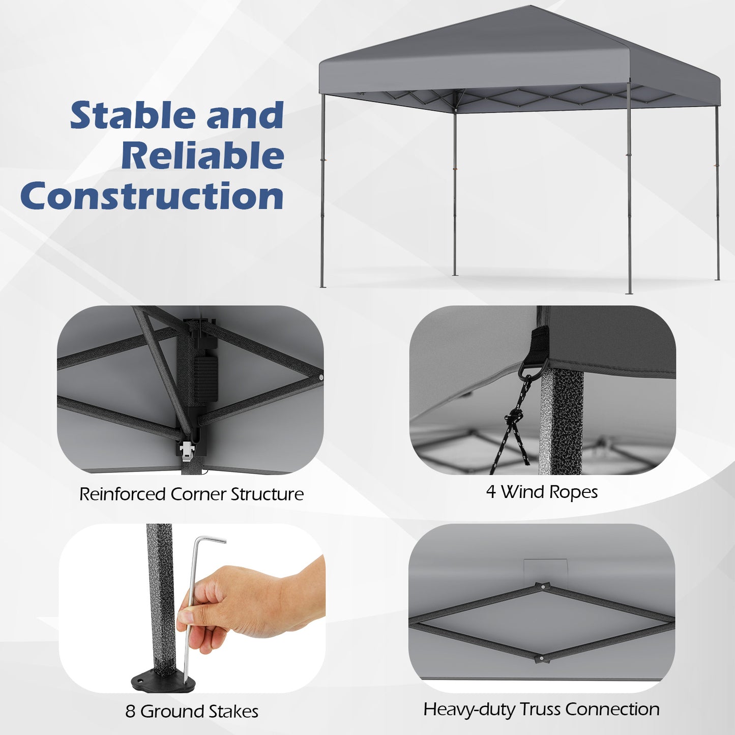 10 X 10 Feet Pop Up Canopy Tent, With Carrying Bag, Gray Canopies at Gallery Canada