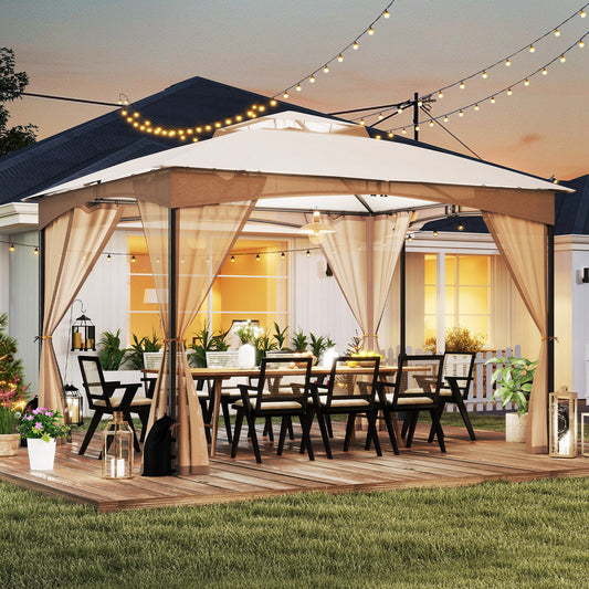 10 X 12 FT Gazebo With Netting Walls, 4 Sandbags, Khaki Gazebos Khaki at Gallery Canada