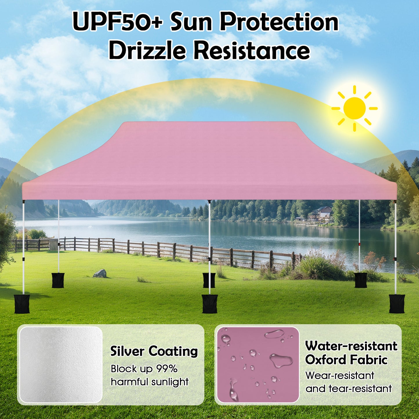 10 X 20 FT Pop Up Canopy Tent, Portable Outdoor Gazebo, Pink Canopies at Gallery Canada