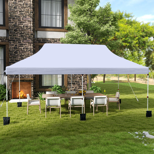 10 X 20 FT Pop Up Canopy Tent, Foldable Portable Outdoor Gazebo, White Canopies White at Gallery Canada
