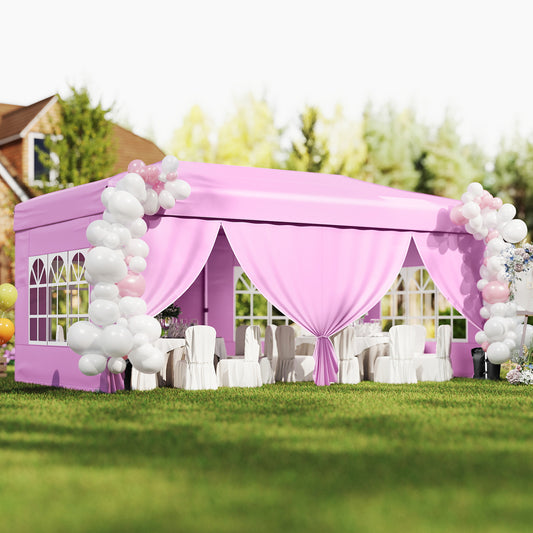 10 X 20 Feet Pop Up Canopy Tent, Instant Setup, 6 Sidewalls, Pink Canopies Pink at Gallery Canada