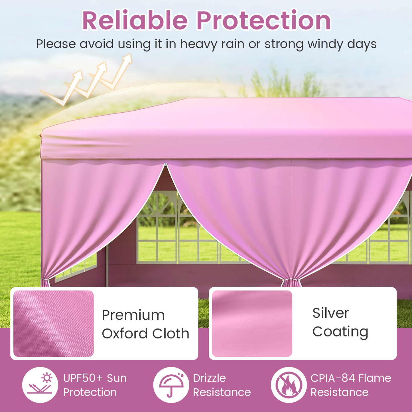 10 X 20 Feet Pop Up Canopy Tent, Instant Setup, 6 Sidewalls, Pink Canopies at Gallery Canada