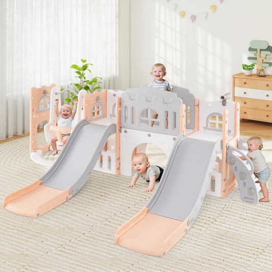 Toddler Slide And Swing Set, 10-In-1, Pink Climbers & Slides Pink at Gallery Canada