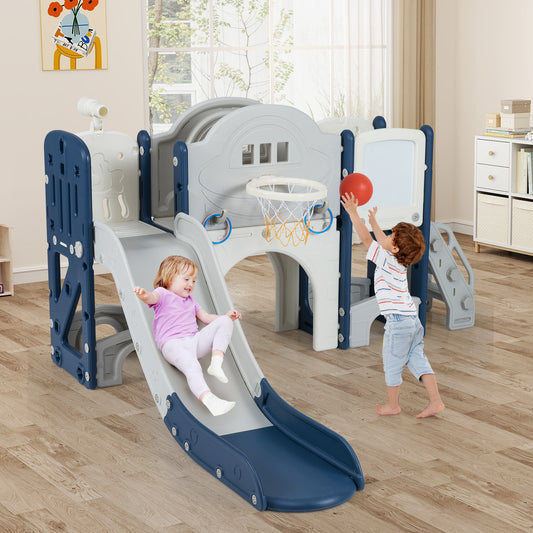 10 In 1 Toddler Slide Climber Playset, Indoor Playground, Blue Climbers & Slides Blue at Gallery Canada