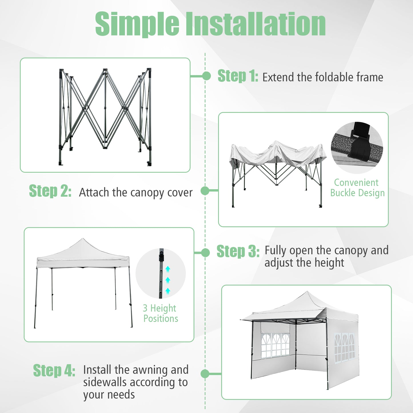 10 x 10 FT Pop Up Canopy Tent With Sidewalls, Awning, White Canopies at Gallery Canada