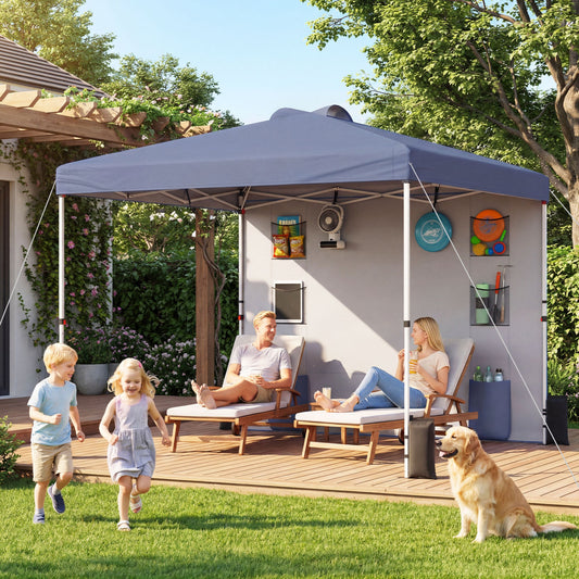 10x10 FT Pop Up Canopy Tent With Sidewall, 6 Pockets, Gray Canopies Gray at Gallery Canada